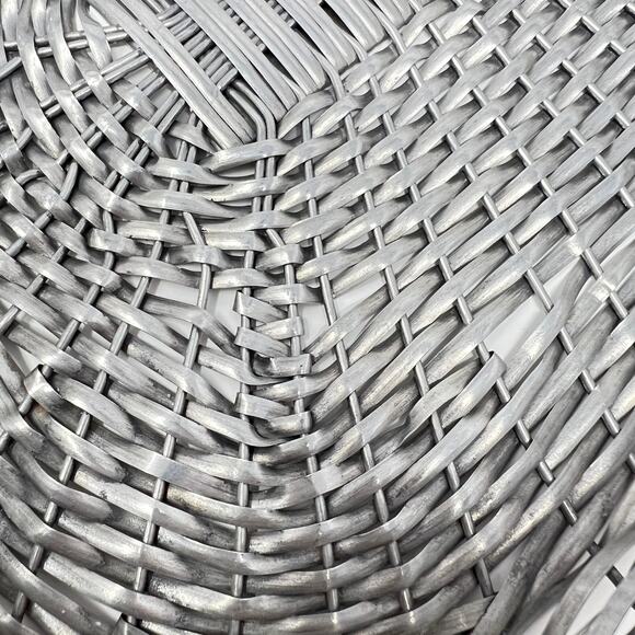 Vintage Mid Century Casserole Holder Woven Aluminum Brass Table Serving Basket - Picture 10 of 15